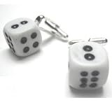 White Dice Cufflinks : Las Vegas Craps Cufflinks W/Gift Box