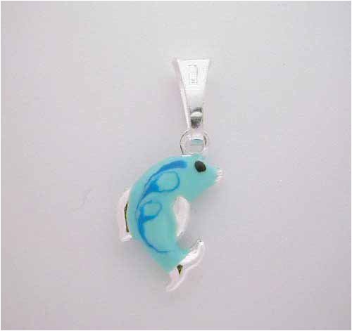 SILVER DOLPHIN CHARM Dark Blue Enamel ITALY