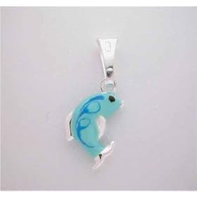 Buy SILVER DOLPHIN CHARM Dark Blue Enamel ITALY by SilverSpeck.com