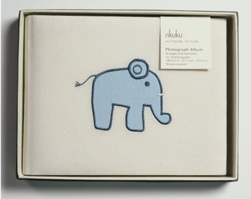 Green Home Decor - Handmade Photo Album for Baby Blue Elephant