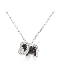 Black and White CZ Elephant Pendant Necklace
