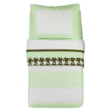 Bacati - Metro Lime/White/Chocolate 4 piece Toddler Bedding Set