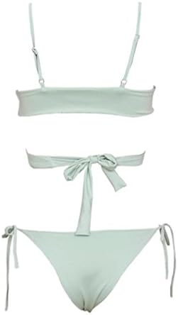 Welldressing Women's Sexy Spaghetti Strap Lace-Up Solid Color Bikini Set