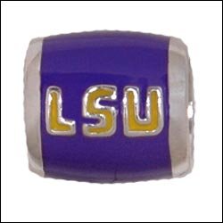 LSU Purple Sterling Silver European Style Charm College Bead