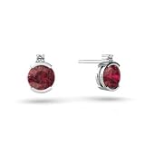 14K White Gold Genuine Round Pink Tourmaline Earrings