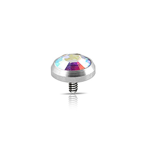 Rainbow Gems Grade 23 Titanium Dermal Tops. Thread for 14G(1.6MM)