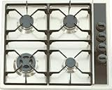 Verona VECTG424SB 24″ Gas Cooktop with 4 Sealed Burners, Electric Ignition, Variable Start Burners and Cast Iron Grates: Bisque