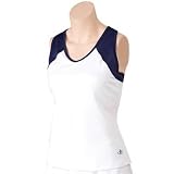 balle de Match Racer-Yip Women's Tennis Tank Top - White/Navy- W06305-WNV