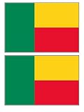 2 Benin Beninese Flag Stickers Decal Bumper Window Laptop Phone Auto Boat Wall