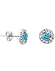 0.85cttw Enhanced Blue and White Diamond Earrings set in 14k Gold