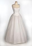 White Satin and Organza Wedding Gown w/ Sweep Train