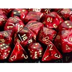 Chessex Dice: Polyhedral 7-Die Vortex Dice Set - Burgundy w/gold