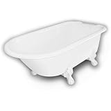 American Bath Factory B3-2600-WW-DM7-M3-18-WH Windsor Traditional Clawfoot Bathtub in White, Ball an