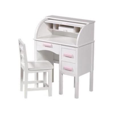 Kids / Girls White Wooden Rolltop Study Desk