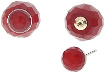 Red Resin Gold Tone Double Sided Earrings