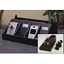 Cell phone charging station, electronic charger (Black) (4.25"H x 11.5"W x 6.75"D)