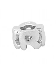 De Buman Sterling Silver Letter R Charm Bead-fits Pandora, Troll & Chamilia European Charm Bracelets