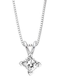0.71 ct. J - VS1 GIA Certified Princess Cut Diamond Solitaire Pendant (White or Yellow Gold)
