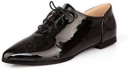 WeenFashion Womens Hollow Out Closed Pointed Toes Oxfords Shoes, Black, 8 B(M) US