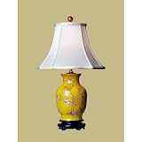 Oriental Furniture LMP-LPBHGS108B 21" Birds and Flowers Vase Lamp in Yellow