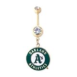 Oakland Athletics 316L Surgical Steel Belly Ring - Gold Plated - 14G - 5/8 Inch Bar Length - Sold Individually