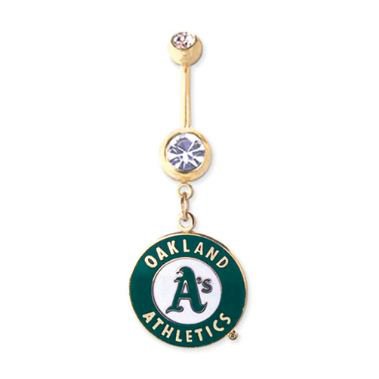 Oakland Athletics 316L Surgical Steel Belly Ring - Gold Plated - 14G - 5/8 Inch Bar Length - Sold Individually