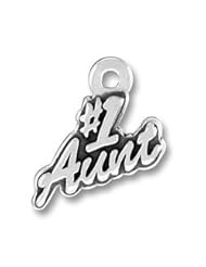 Sterling Silver Cursive Number One #1 Aunt Word Charm