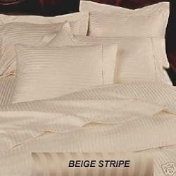 MARRIKAS 300TC Egyptian Cotton QUEEN BEIGE STRIPE Duvet Cover Set, QUEEN, BEIGE