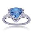 Trillion Cut Blue Topaz & Diamond Cocktail Ring in White Gold