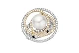 10-11mm South Sea Pearl and 1 3/8 Carat Diamond 18K Two Tone Gold Ring