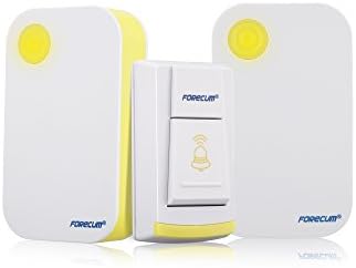 Forecum Portable Wireless Door Bell kit 2 Plug-in Water-Resistant Door Chime and Push Button -White/Yellow