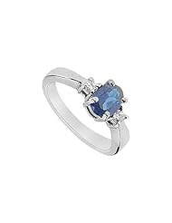 Sapphire and Diamond Ring 14K White Gold - 1.10 CT TGW