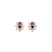 14K Yellow Gold Flower Purple CZ Stud Earrings title=