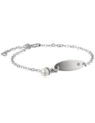 Sterling Silver Childrens Freshwater Cultured Pearl ID Bracelet, 5.25+1" Extender