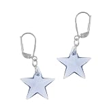 Sterling Silver Light Blue Swarovski Elements Star Drop Lever Back Earrings