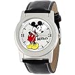 Disney #MCK611 Men's Black Leather Band Mickey Mouse Watch