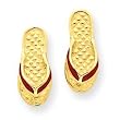 14k Gold Fuschia Enameled Flip Flop Post Earrings