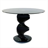 Black Glass Dining Table with Spiral Base
