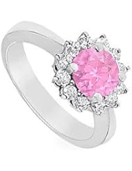 Pink Sapphire and Diamond Ring 14K White Gold - 1.50 CT TGW