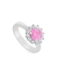Pink Topaz and Diamond Ring 14K White Gold - 1.50 CT TGW