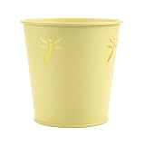 T4U 10CM 金属製 トンボパターン ミニフラワーポット プランター容器 イエロー