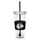 NHL Chicago Blackhawks 22 Ounce Insulated Tumbler with Rubber Sleeve and Stir Straw