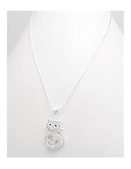 Cat CZ Necklace In 92.5 Sterling Silver