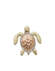 14K Tricolor Gold Turtle Honu Necklace Pendant