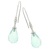 Blue Topaz Briolette and Pave Diamond Earrings .06cttw