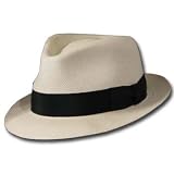 UNIQUE HAVANA FEDORA Panama straw Hat STINGY BRIM