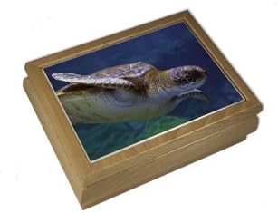 Hawaiian Music Box in Birch Wood - Honu Sea Turtle - 'Over the Rainbow' Tune