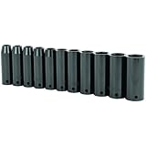 Stanley 97-126 11 Piece 1/2-Inch Drive Metric Deep Impact Socket Set