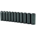 Stanley 97-126 11 Piece 1/2-Inch Drive Metric Deep Impact Socket Set