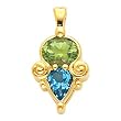 14K Yellow Gold Sky Blue Topaz and Peridot Pendant